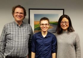 Dan Wickland with his advisers (left to right): Prof. Matthew Hudson, Dan Wickland, and Prof. Yan Asmann